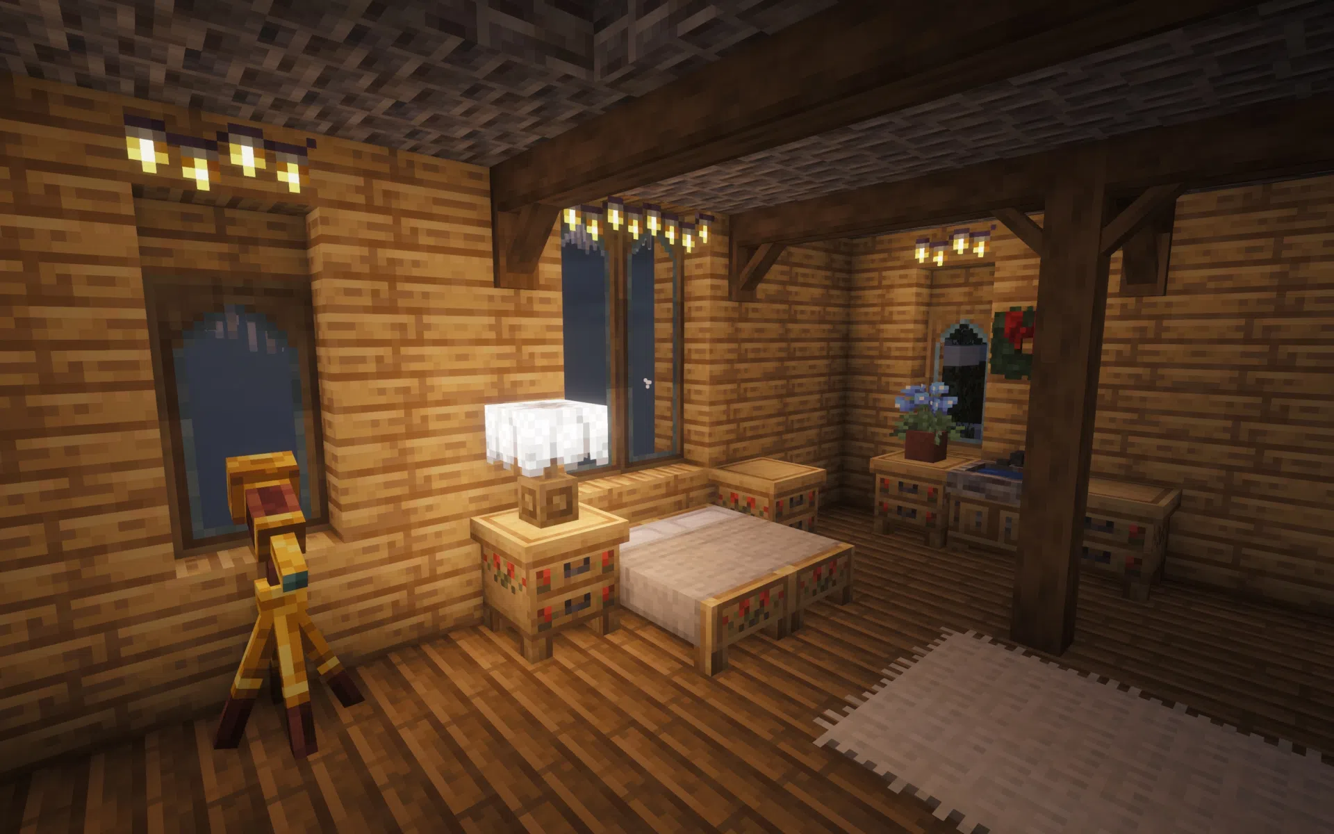 Simple bedroom built from classic alpine materials.