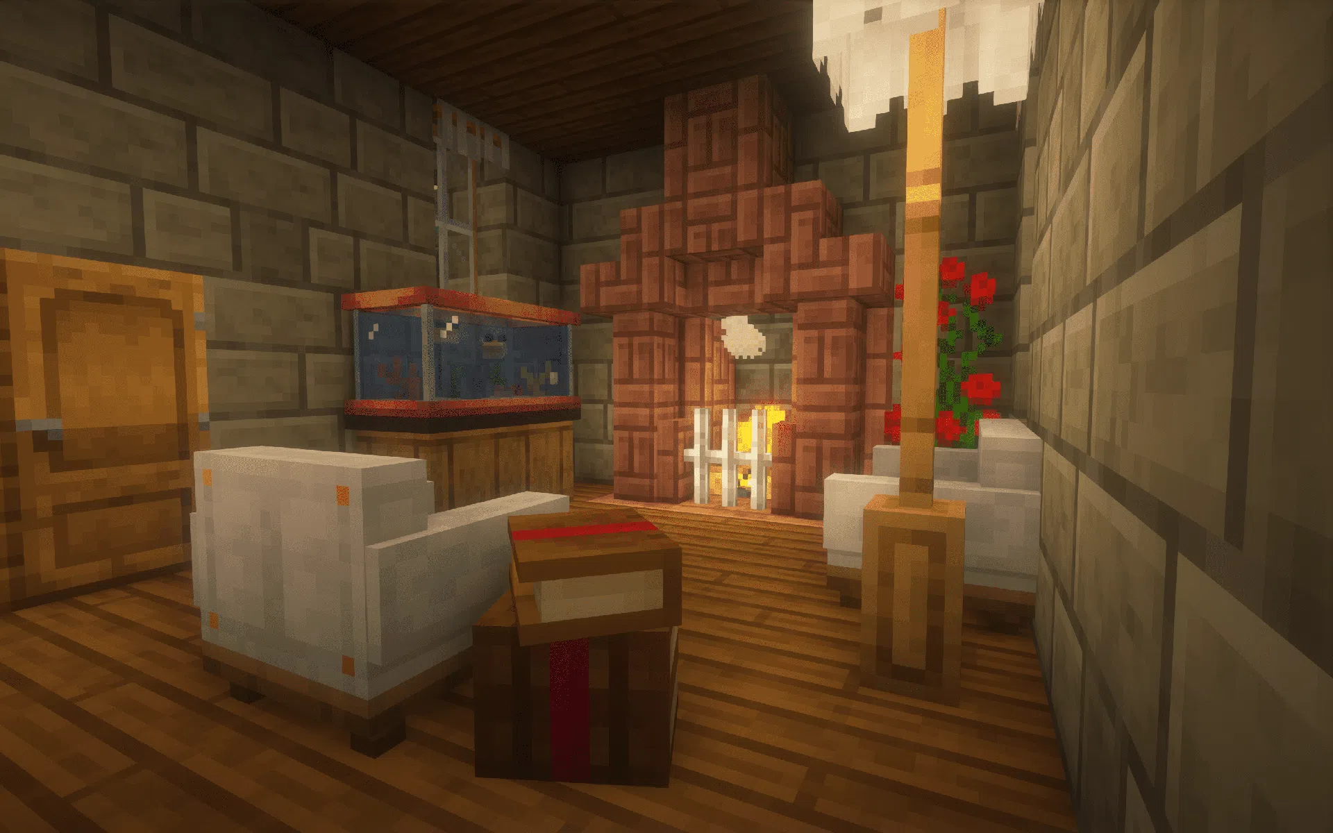 Fireplace keeping the cottage warm